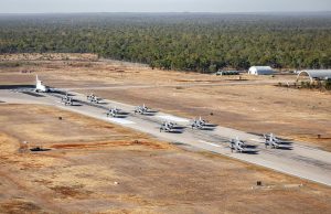 E-7A Wedgtail, F-35 and F-35B elephant walk in Australia